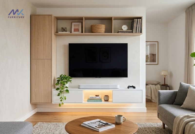 Space Saving Media Unit Design for Living Room