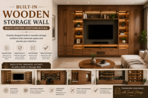 Built-In Wooden Storage Wall