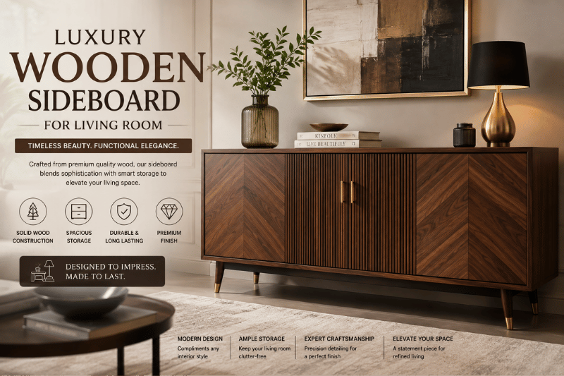 Luxury Wooden Sideboard for Living Room