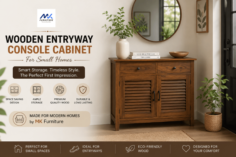 Wooden Entryway Console Cabinet for Small Homes MK Furniture