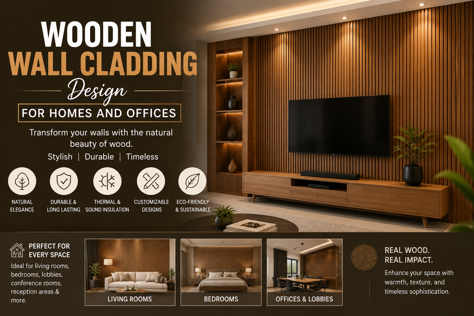 Wooden Wall Cladding Design for Homes and Offices