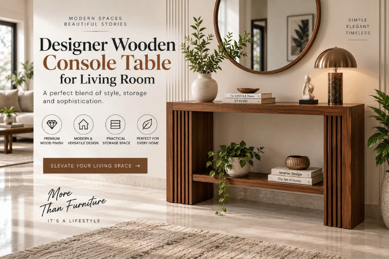 Designer Wooden Console Table for Living Room