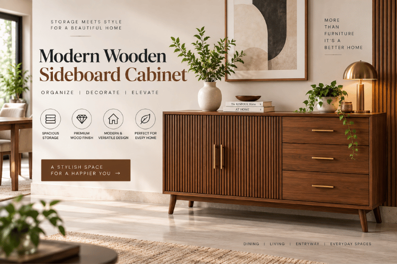Modern Wooden Sideboard Cabinet for Home