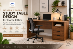 Modern Wooden Study Table Design for Home Office
