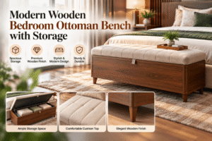 Modern Wooden Bedroom Ottoman Bench with Storage