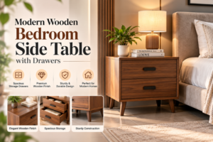 Modern Wooden Bedroom Side Table with Drawers