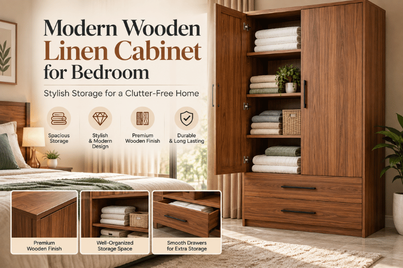 Modern Wooden Linen Cabinet for Bedroom